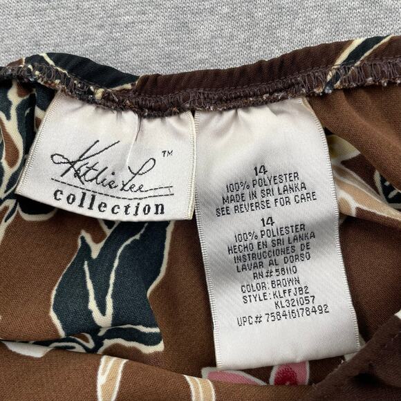 Vintage Kathie Lee Floral Maxi Skirt 14 Brown Pink Fairycore Hippie Grunge 90s - Picture 3 of 13